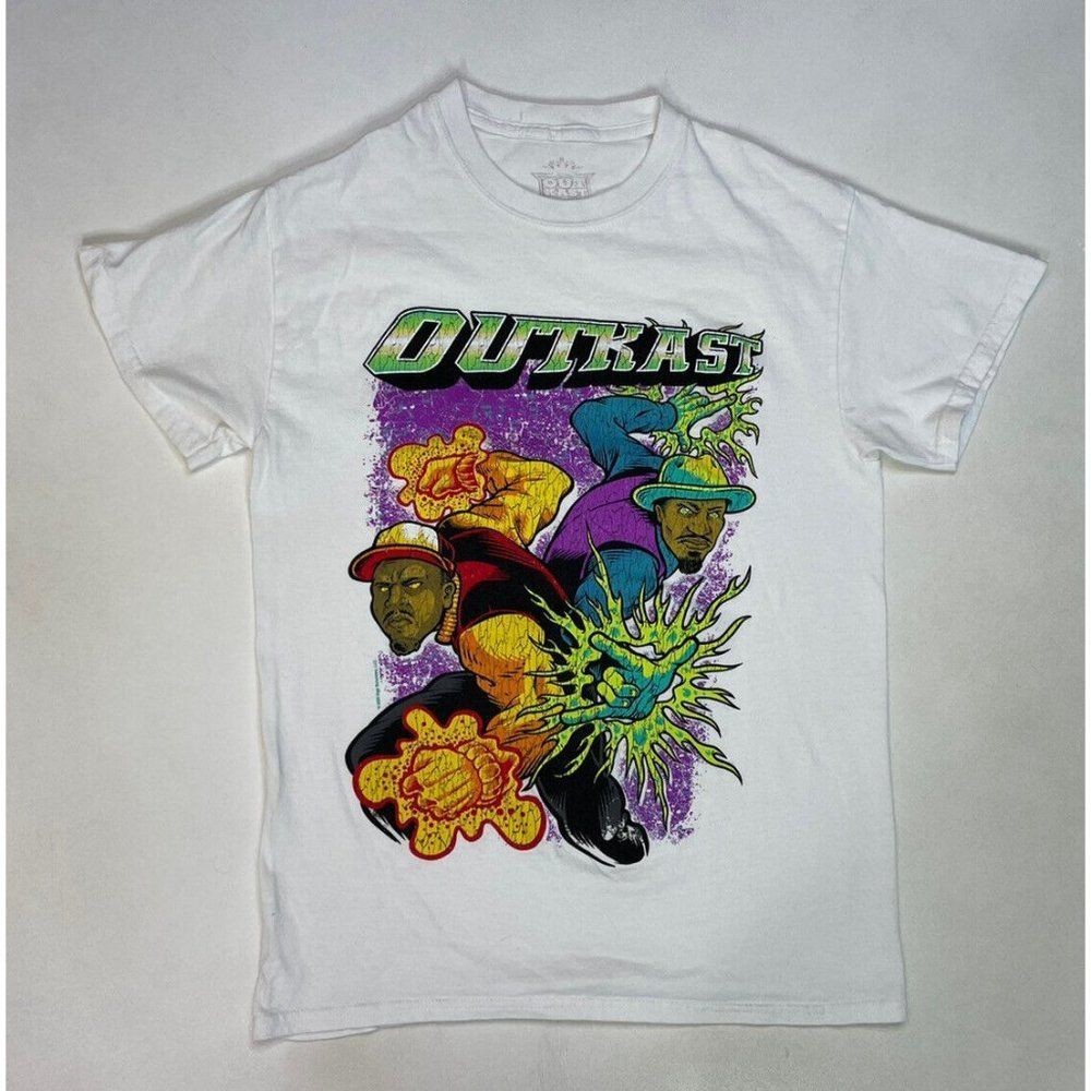 OutKast White Graphic Tee - Retro Comic Design